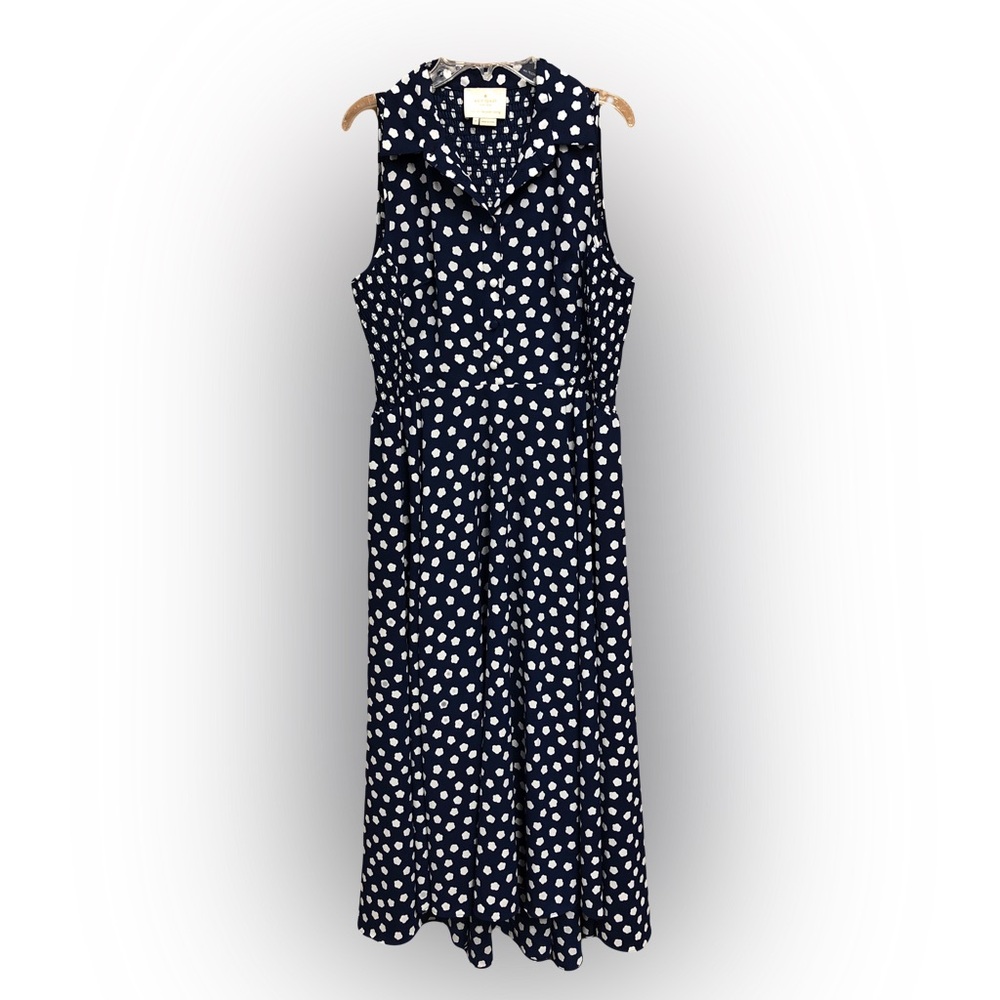 Kate Spade Dark Blue and White Dot Maxi Dress